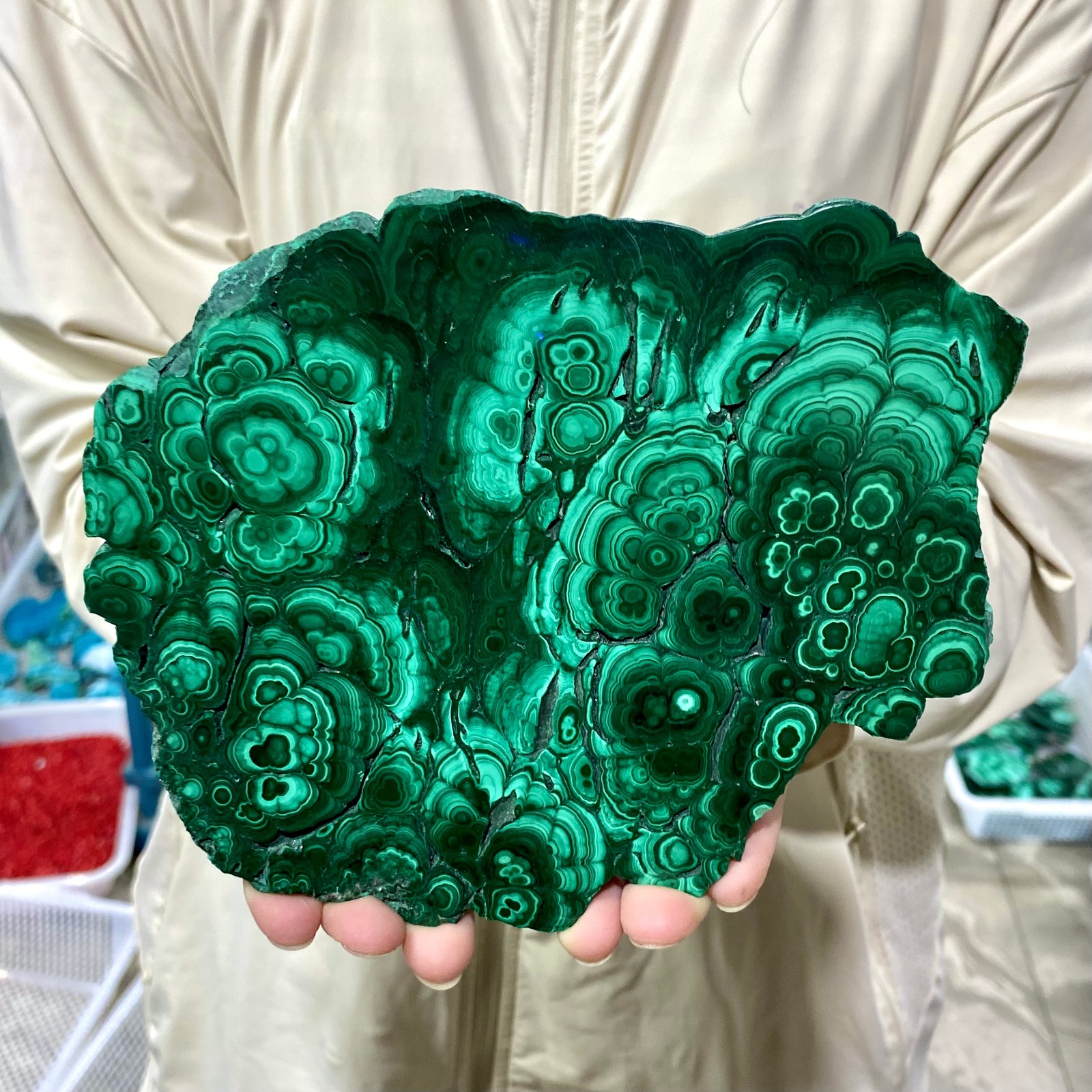 2.27LB Natural Green Malachite Slab Quartz Crystal Slice Ore Specimen Healing