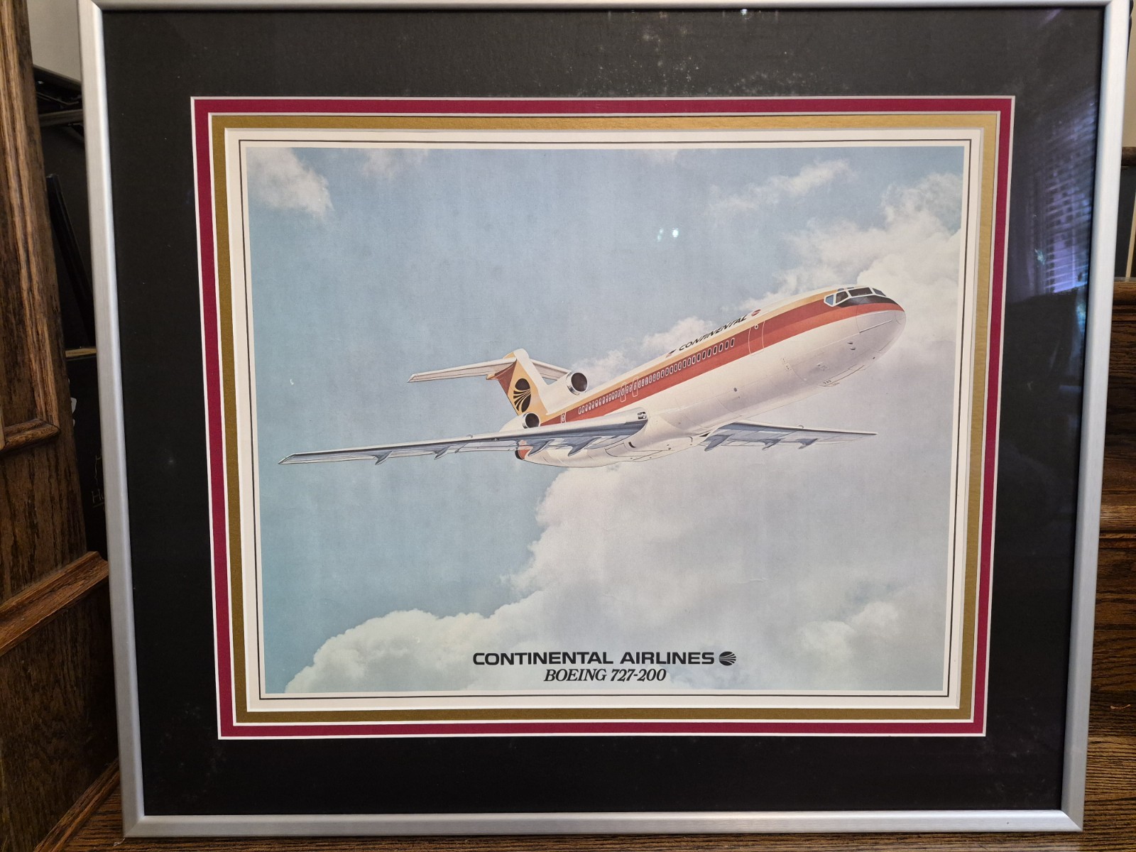 Very Rare Continental Airlines Boeing 727-200 framed art print