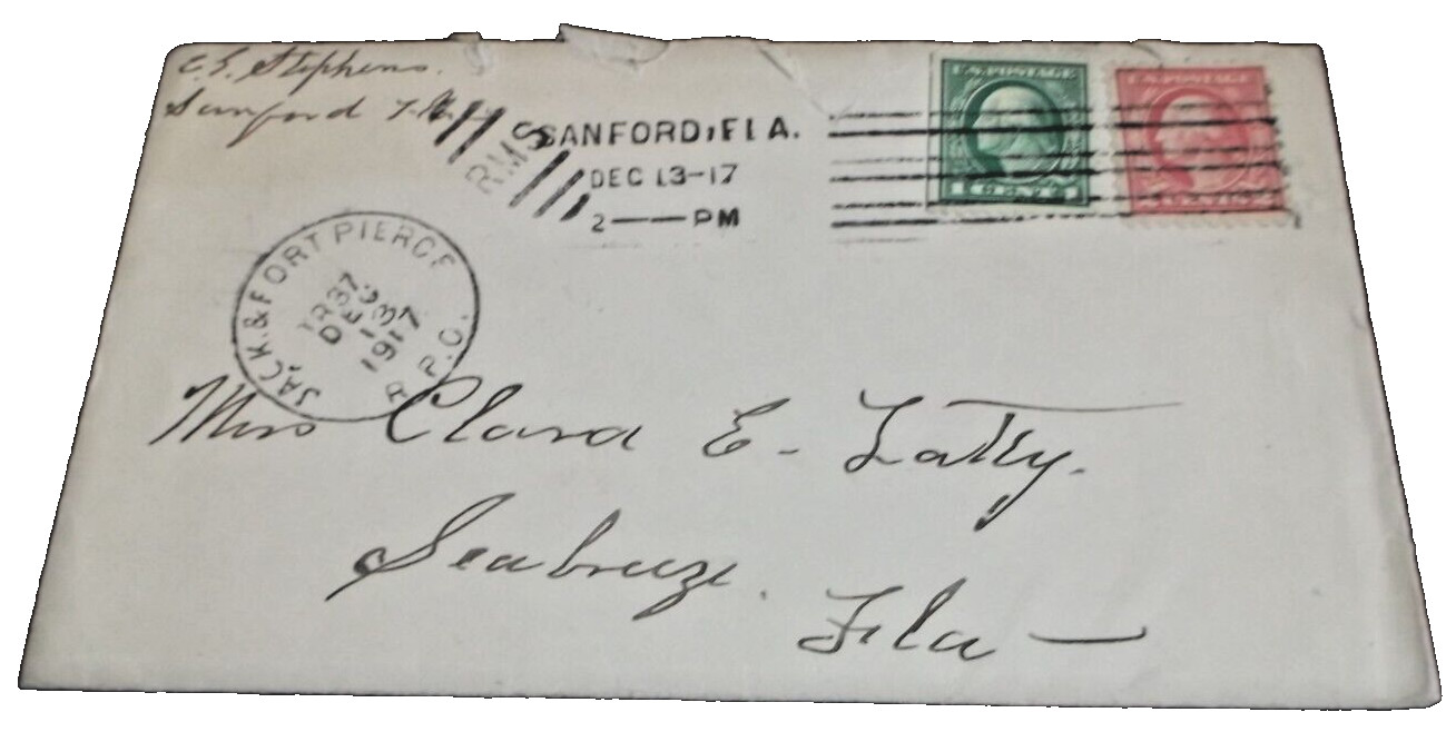 DECEMBER 1917 FLORIDA EAST COAST FEC JACKSONVILLE & FORT PIERCE TRAIN #37 RPO 