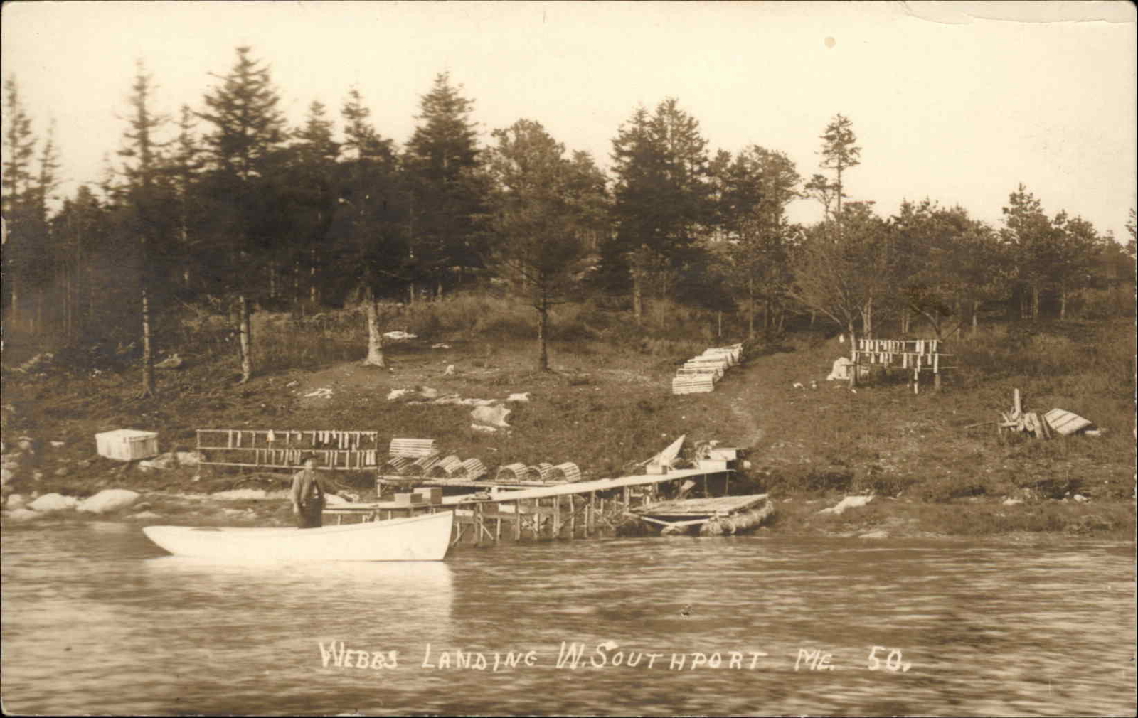 West Southport Maine ME Lobsterman Lobster Fisherman Real Photo Postcard