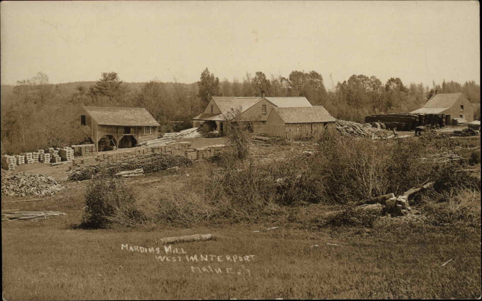 West Winterport ME Marins Saw Mill c1910 Real Photo Postcard