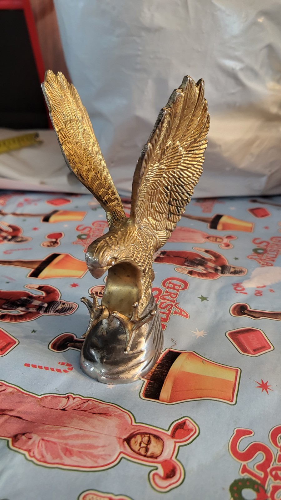 Vintage Small EAGLE BIRD Brass Metal Statue Wings Spread In Motion Figure Flying