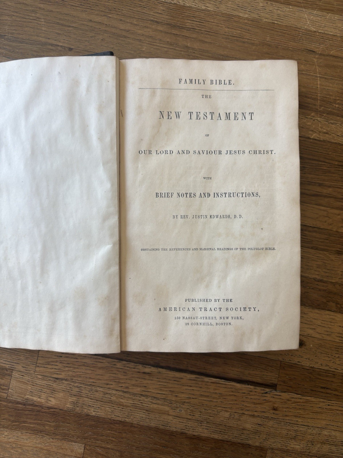 Vintage 1850s Family Testament And Psalms With Notes American Tract Society USA