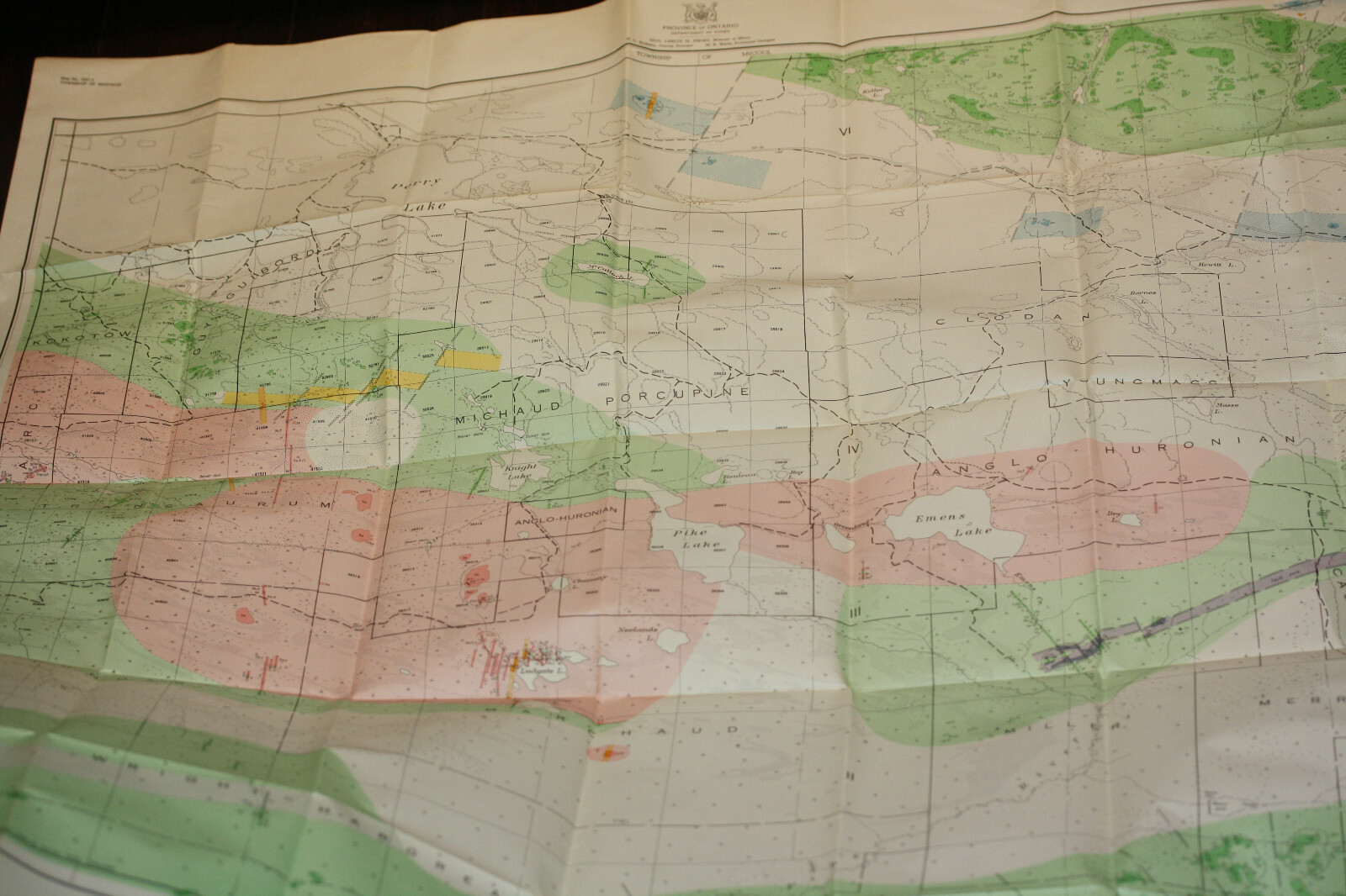1947 Map of Town of Michaud Cochrane Northern Ontario Canada Mineral Mines 36\