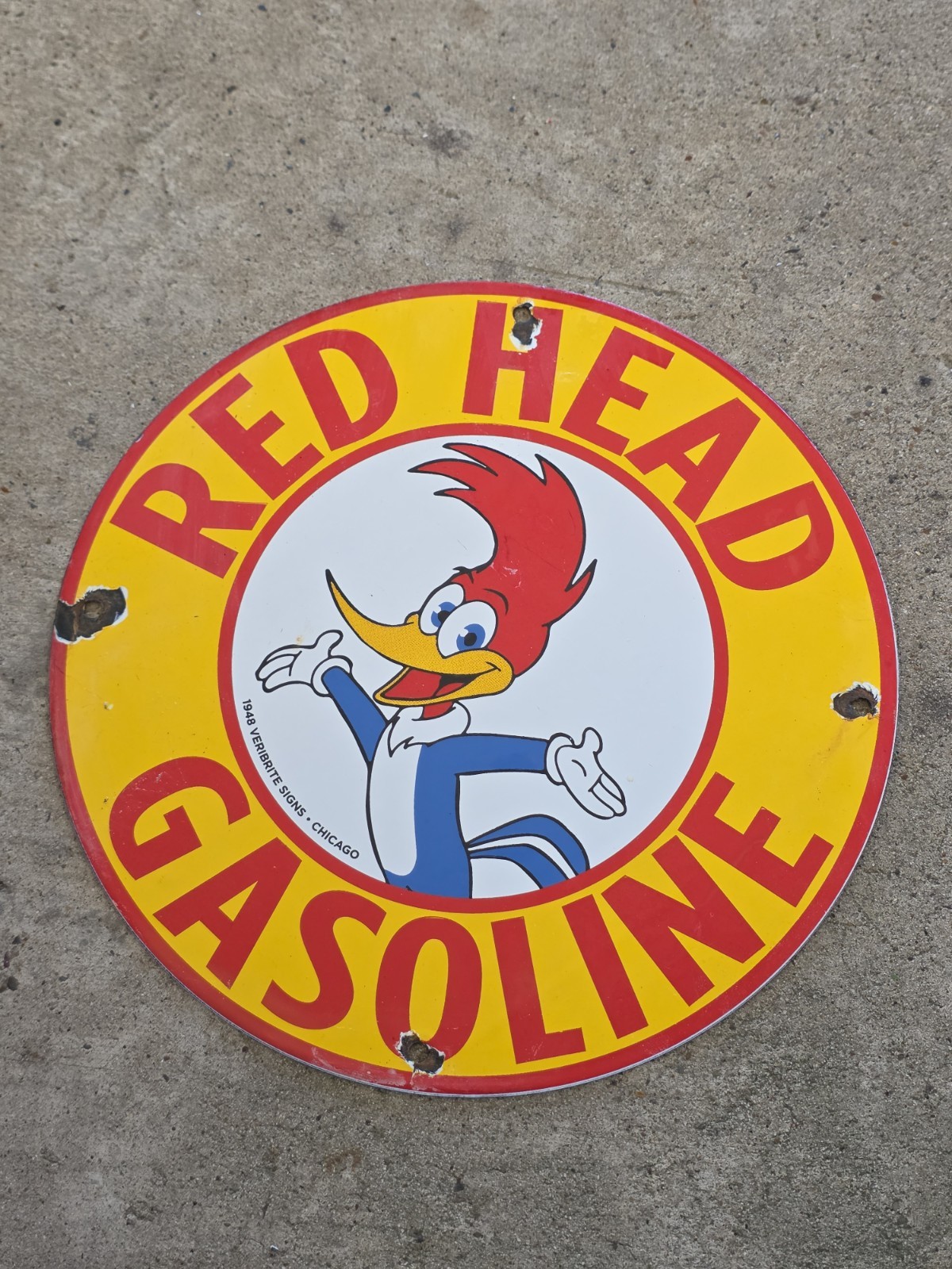 VINTAGE RED HEAD GASOLINE PORCELAIN SIGN, GAS STATION, PUMP SIGN 12 VINTAGE RED HEAD GASOLINE PORCELAIN SIGN, GAS STATION, PUMP SIGN 12