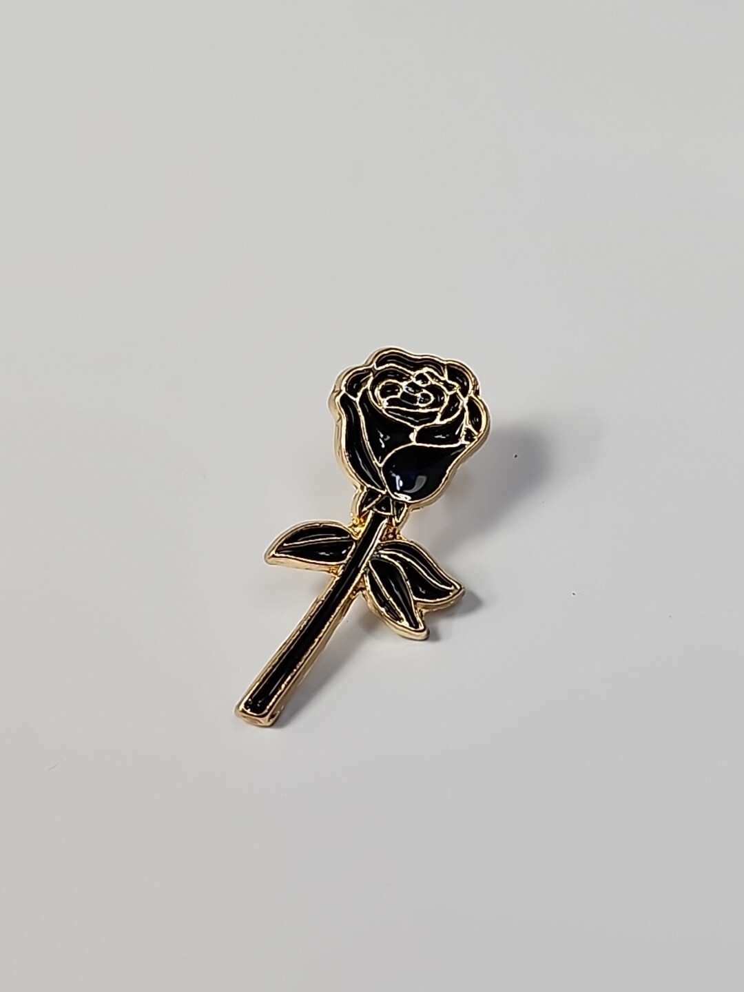 Black Long Stemmed Rose Lapel Pin
