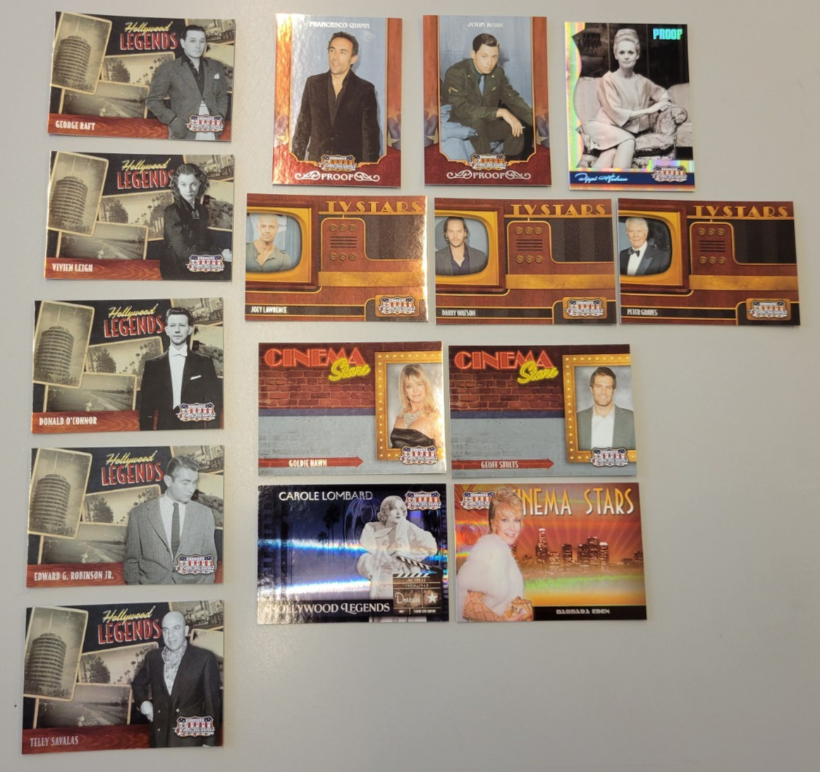 LOT 15 DONRUSS AMERICANA TRADING CARDS ALL SERIAL #d HOLLYWOOD LEGENDS PROOF/100