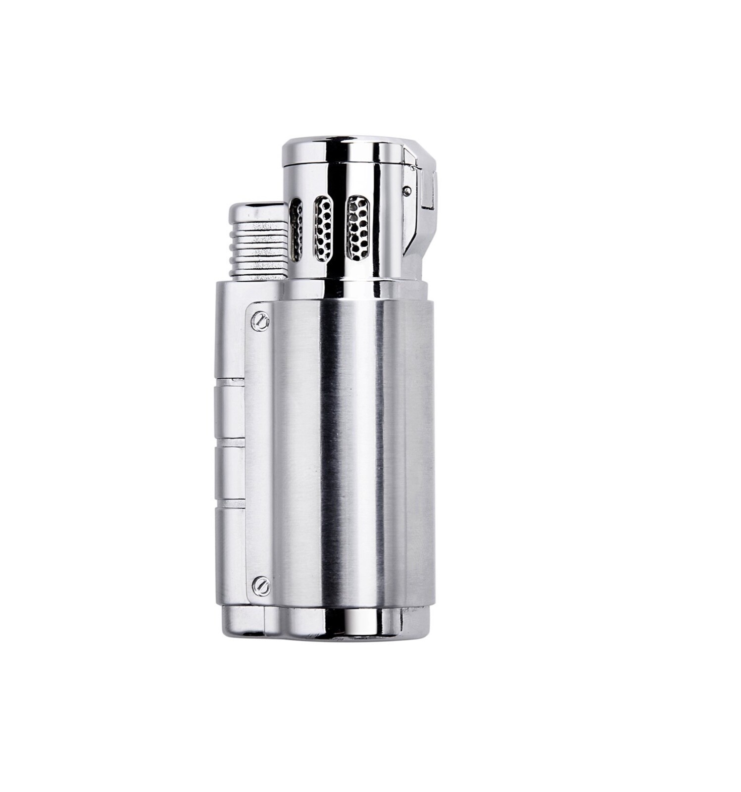 JOBON New Ergo Triple Torch Cigarette Cigar Lighter with Cigar Punch-Silver