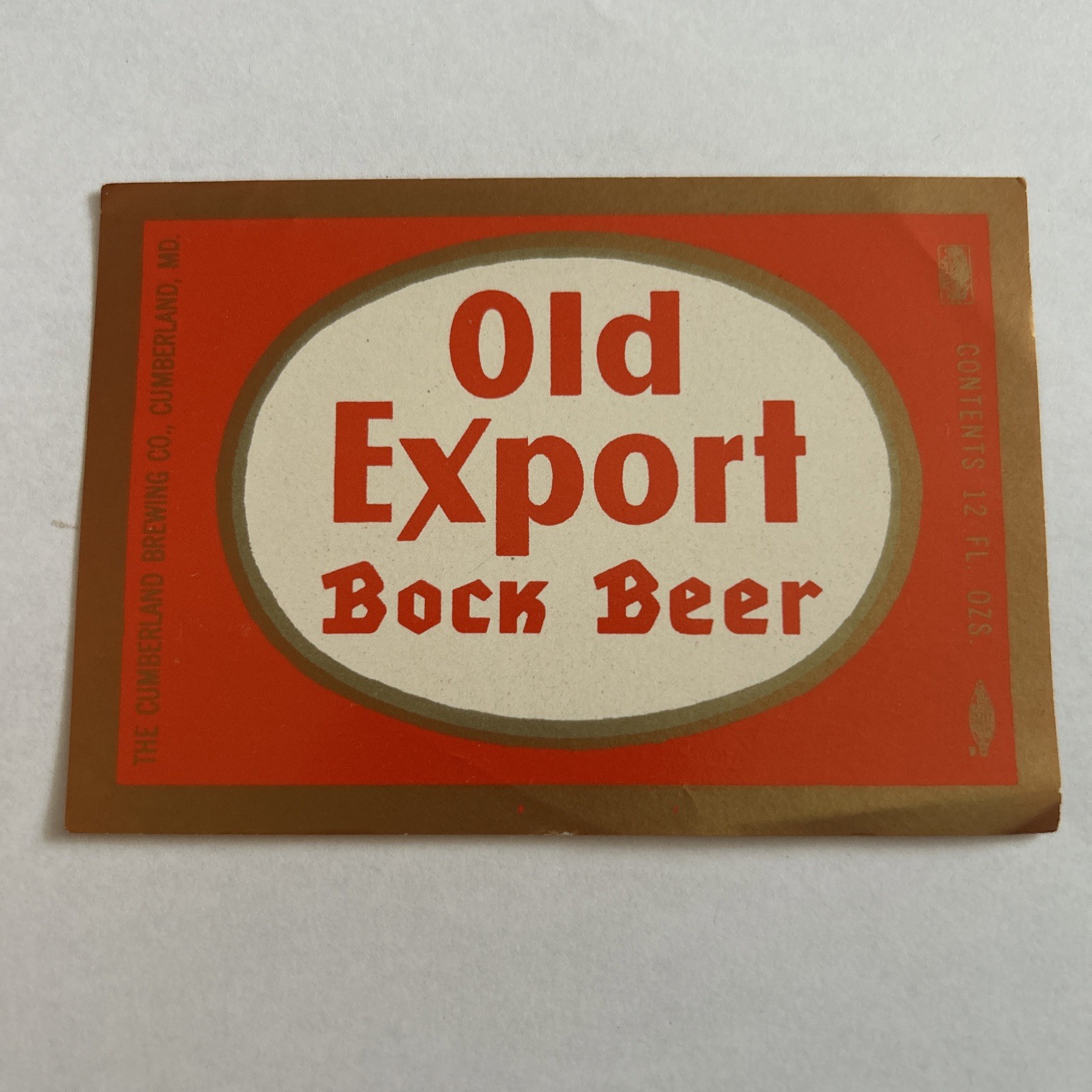 Old Export Bock Beer Label - MARYLAND