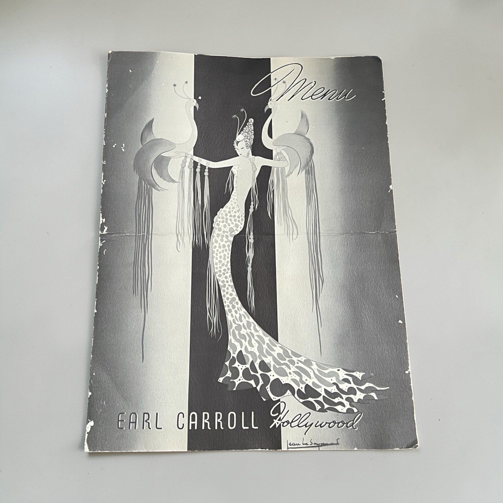 Vtg. Menu Earl Carroll Theatre Restaurant Hollywood 1944 Art Deco Female Cover 