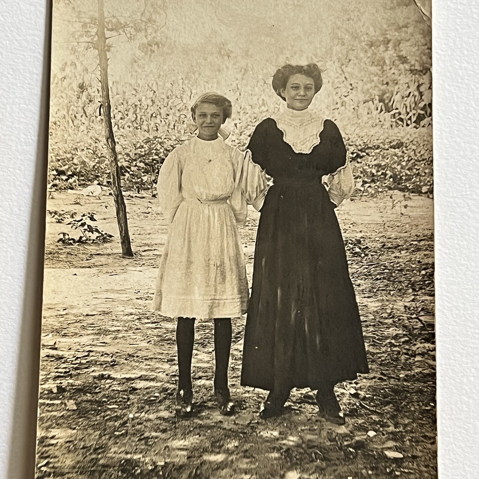 Antique RPPC Real Photograph Postcard Young Women Teen Girl Sisters
