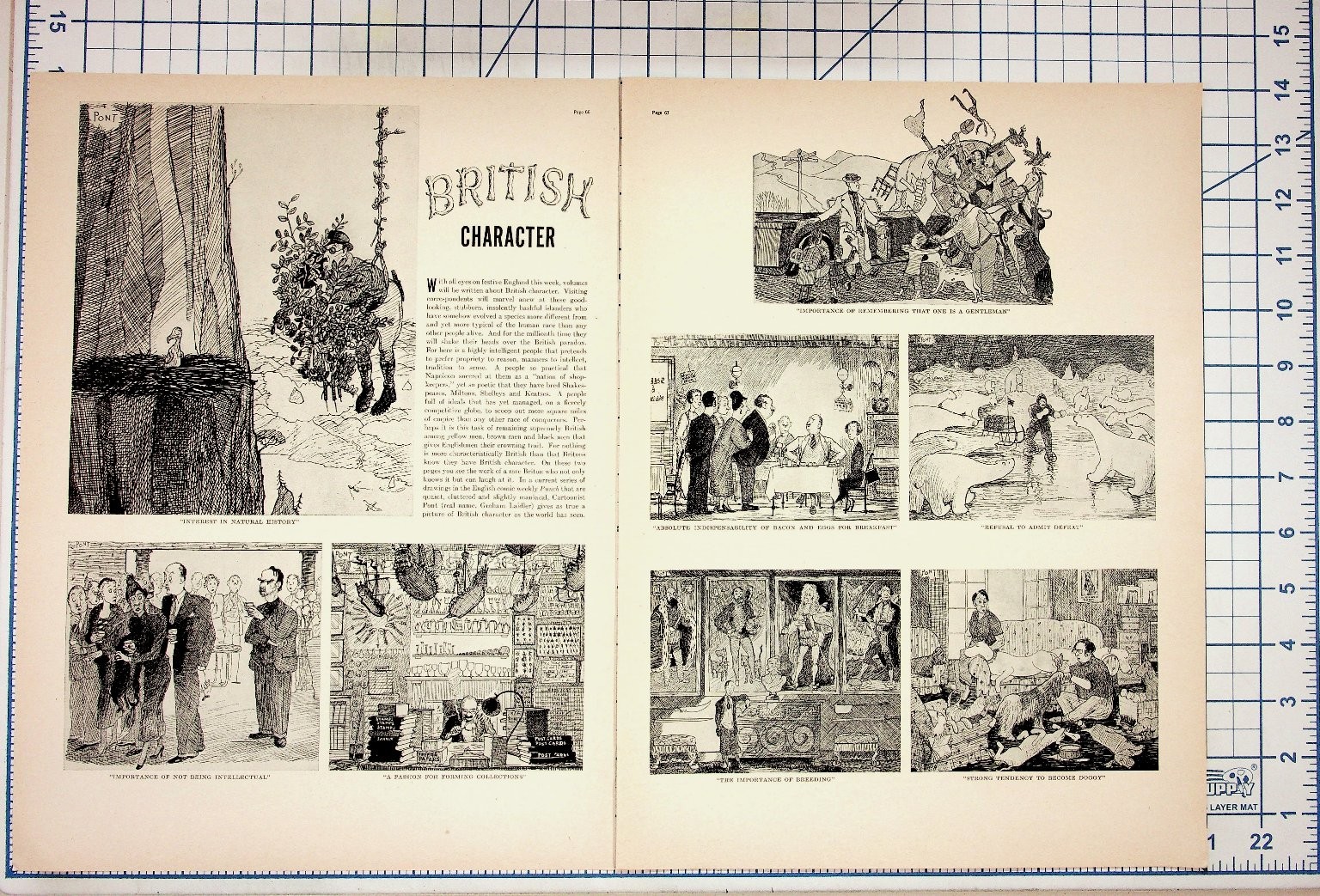 Pont British Character Cartoon Magazine Article 1930s Humor Ephemera