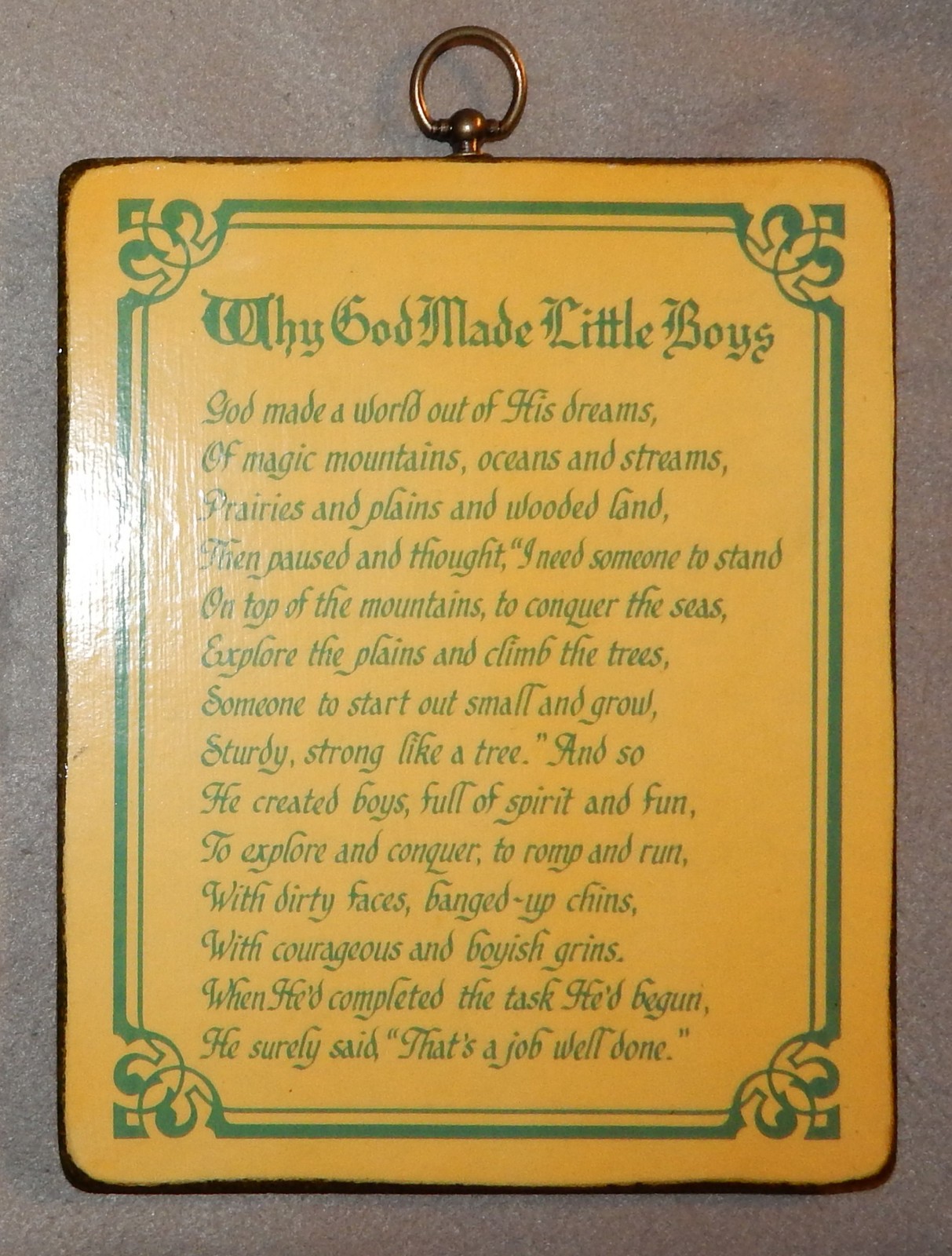 Vintage Why God Made Little Boys Poem on Wood Plaque (10\