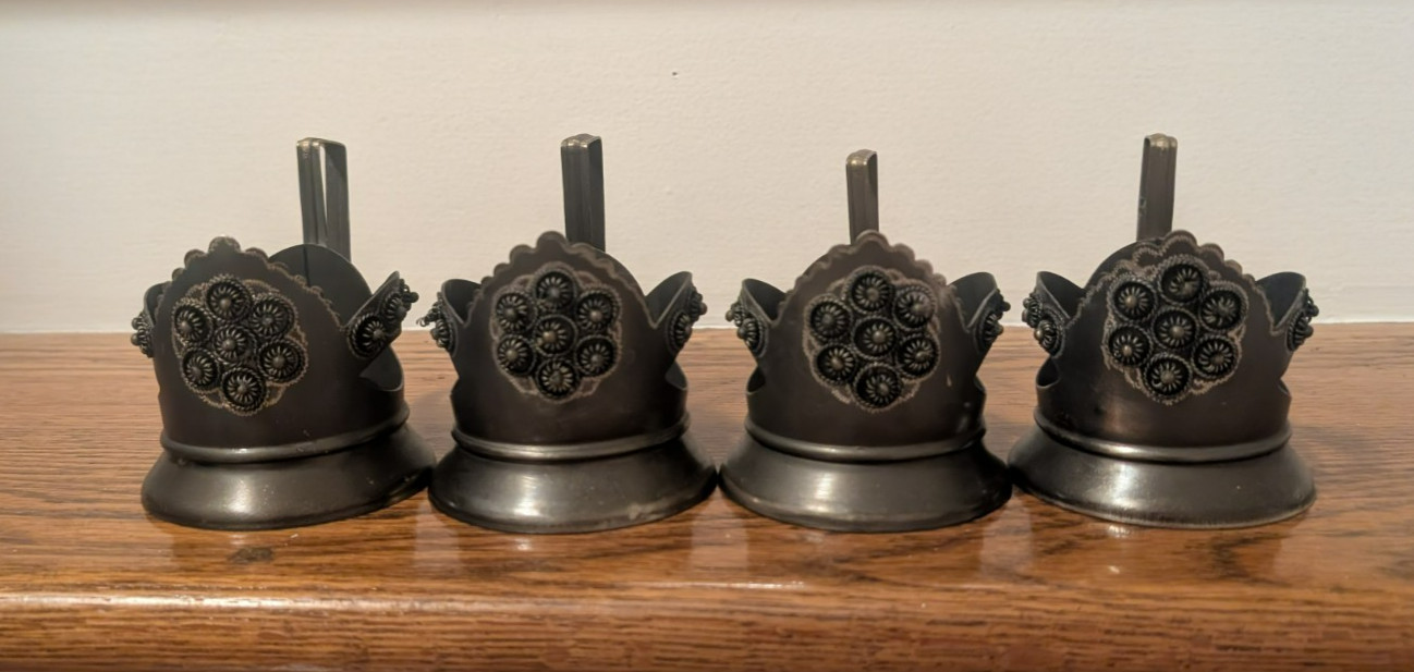 Vintage Soviet Russian Tea Glass Holders Podstakannik Set of 4, AS IS