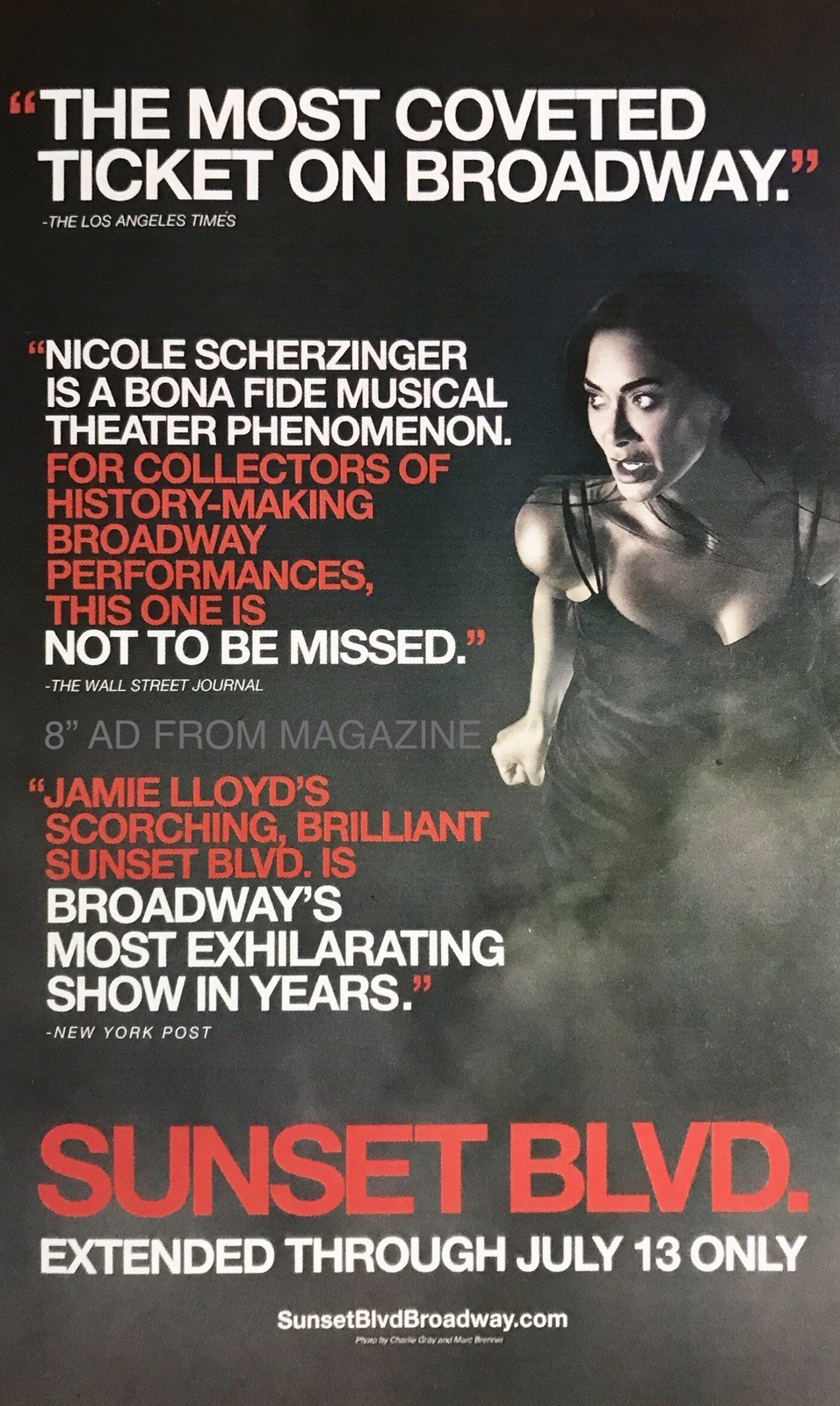 8” Broadway AD Sunset Boulevard Musical Theater Nicole Scherzinger AD