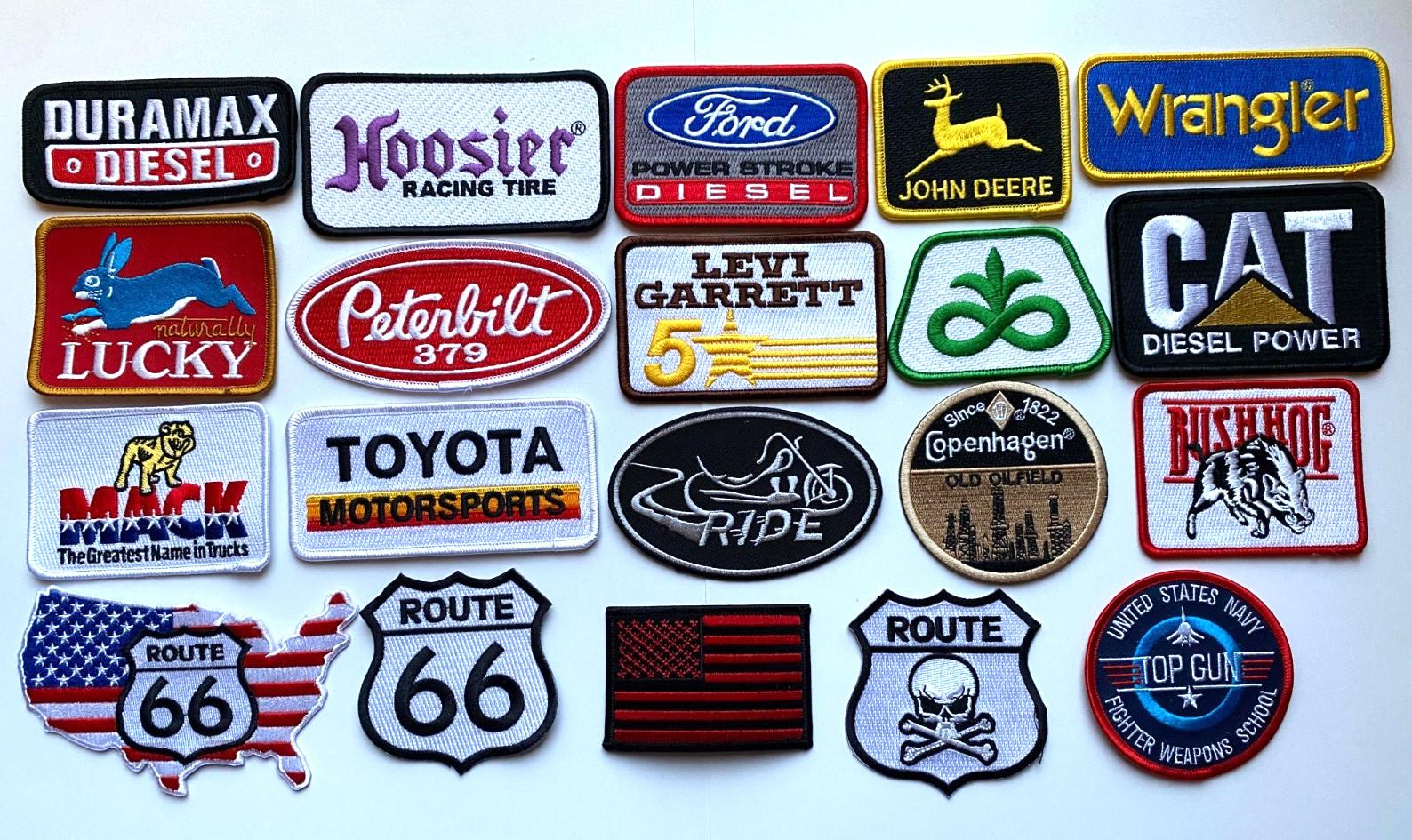 20 Pcs of different USA Vehicle Trucks Embroidered Patches, Iron-on