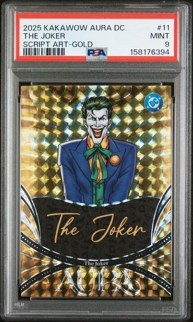 2025 KAKAWOW AURA DC THE JOKER SCRIPT ART GOLD /10 #11 PSA 9 BATMAN