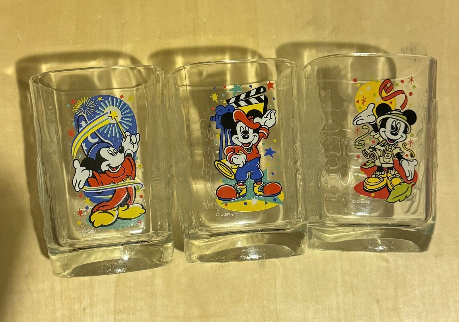 Set of 3 Mcdonalds Walt Disney Mickey Mouse Millenium 2000 Celebration glasses