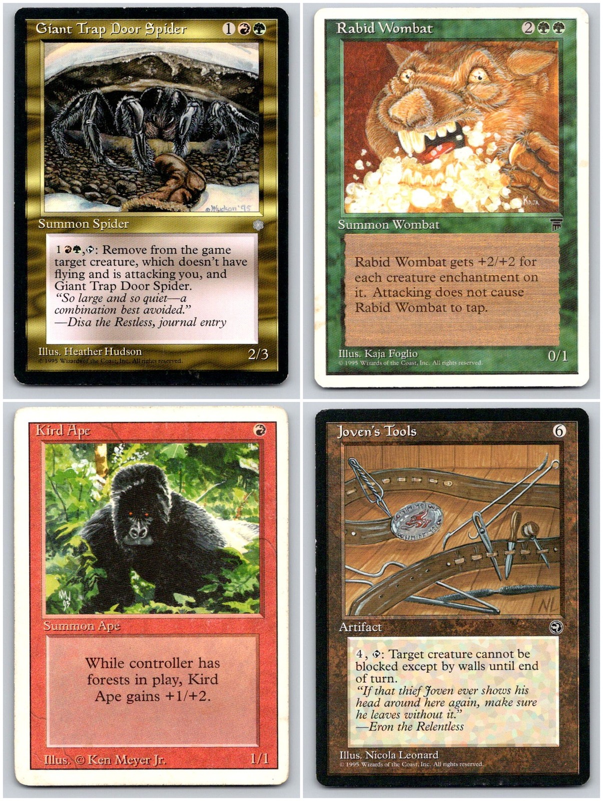 1995 Magic: The Gathering Wizards of the Coast Lot of 4 Trading Cards
