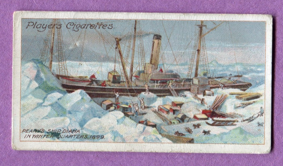 1915 JOHN PLAYER POLAR EXPLORATION TOBACCO CARD #9 PERRY'S ARTIC EXPEDITION