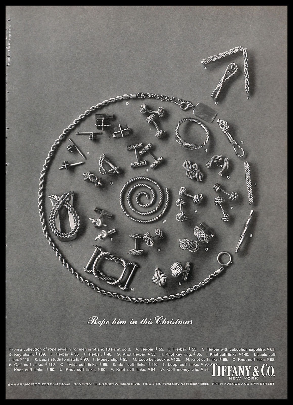 1964 Tiffany & Co Jewelry Vintage PRINT AD Men's Accessories Cufflinks