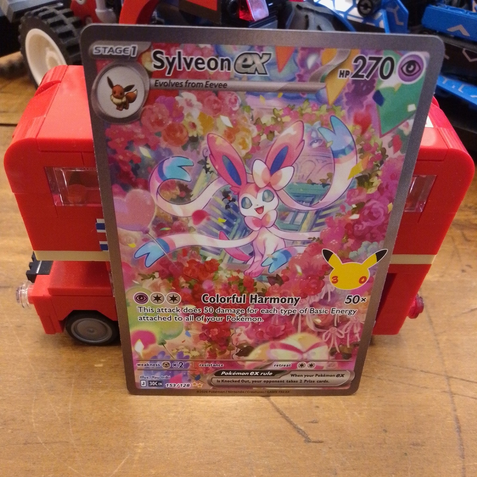 Sylveon Ex 153/128 30th Anniversary Pokemon Card Mint Condition