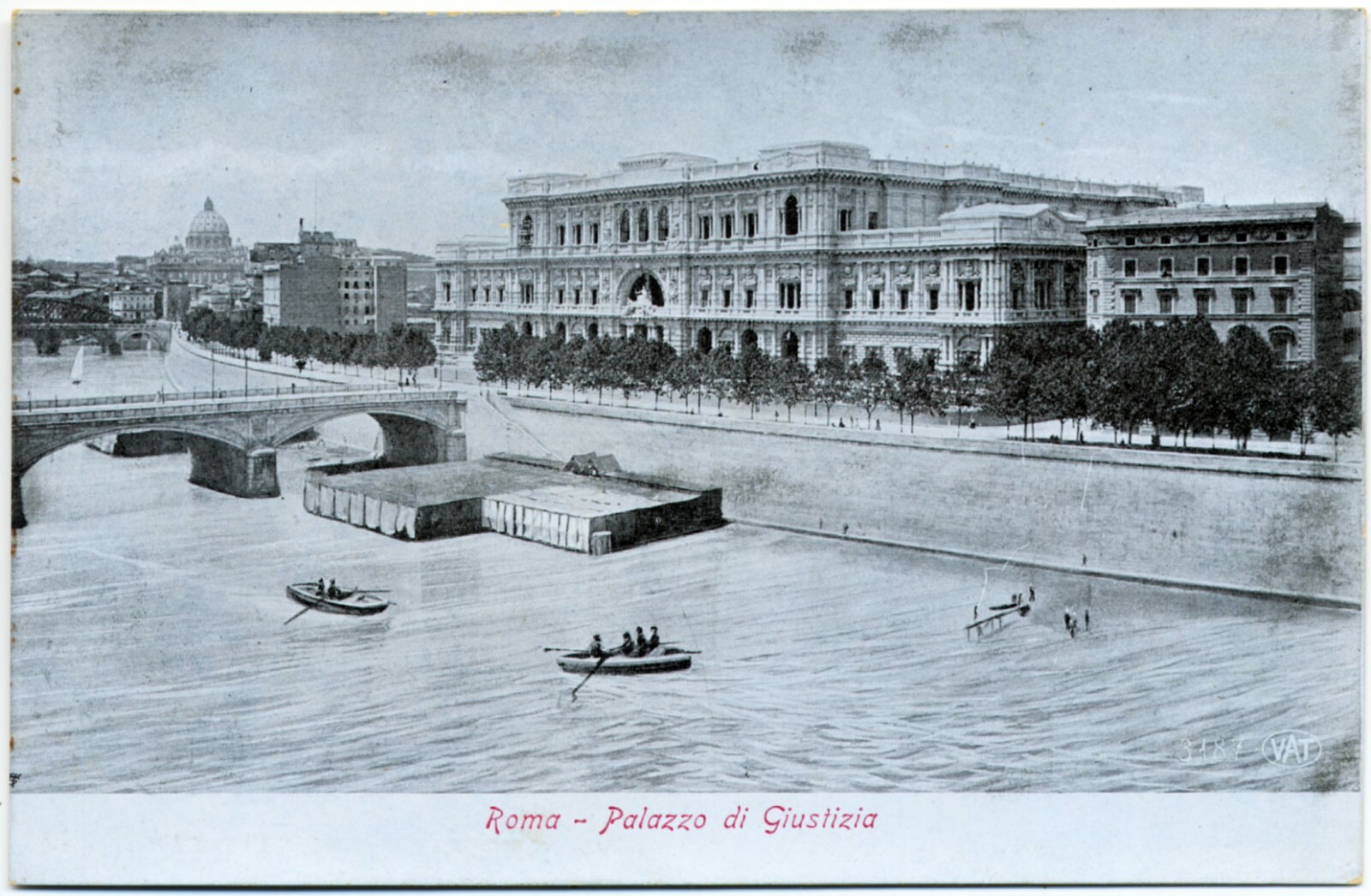Rome Palace of Justice Tiber Untraveled Postcard 1930-40 ca. S1386