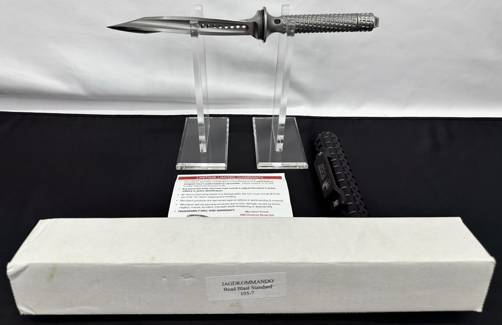 RARE Microtech JAGDKOMMANDO Fixed Blade Knife 105-7 Tri-Edge Dagger USA  NOS New