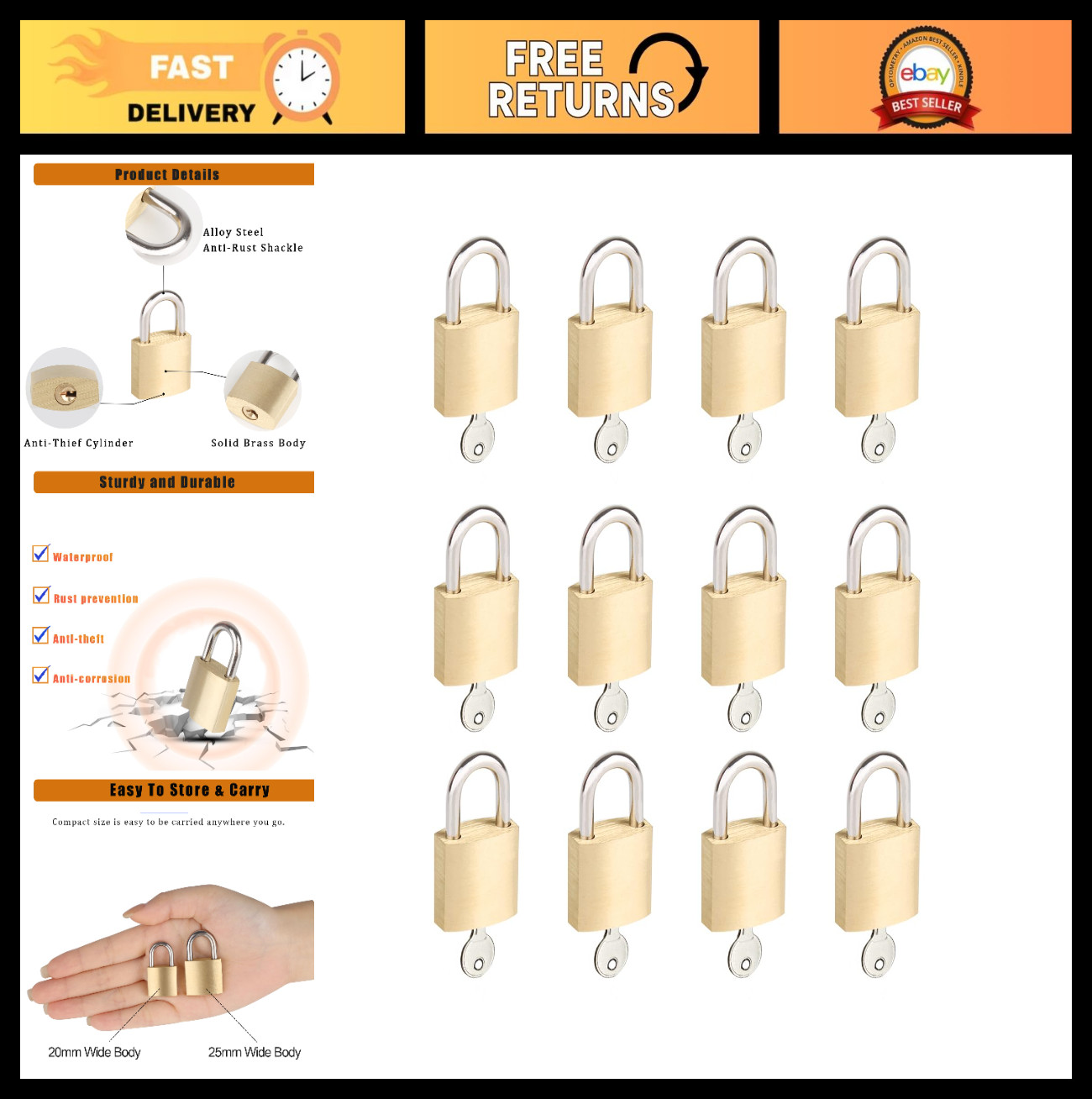 12 Pack Mini Padlocks 3/4 12 Pack Mini Padlocks 3/4