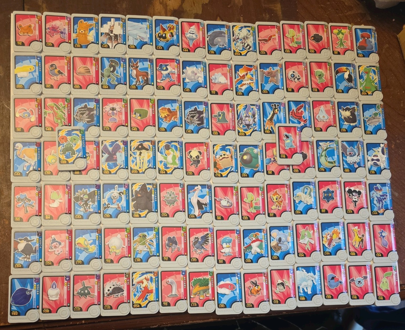 Lot W/100 Pokemon Frienda Arcade Chips No Doubles 1B (Battrio, Tretta, Mezastar)