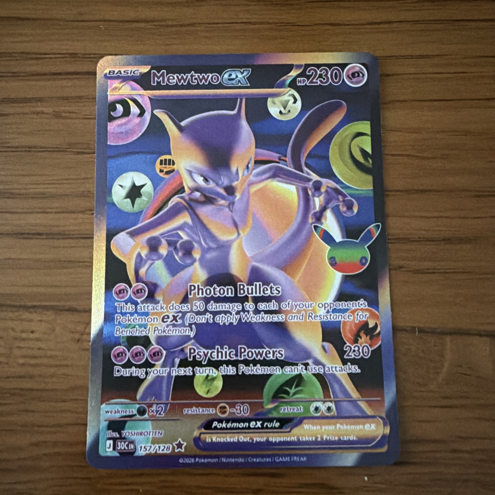 Mewtwo ex 157/128 Futuristic Rare ME: 30th Celebration Pokemon Holo NM