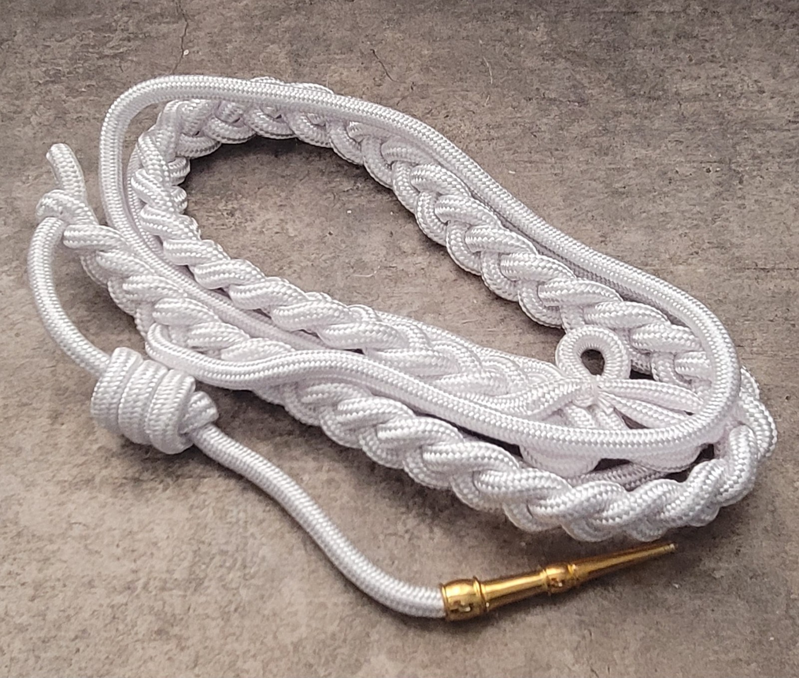 Shoulder Cord Citation With Brass Single Tip - Silver AIGUILLETTE