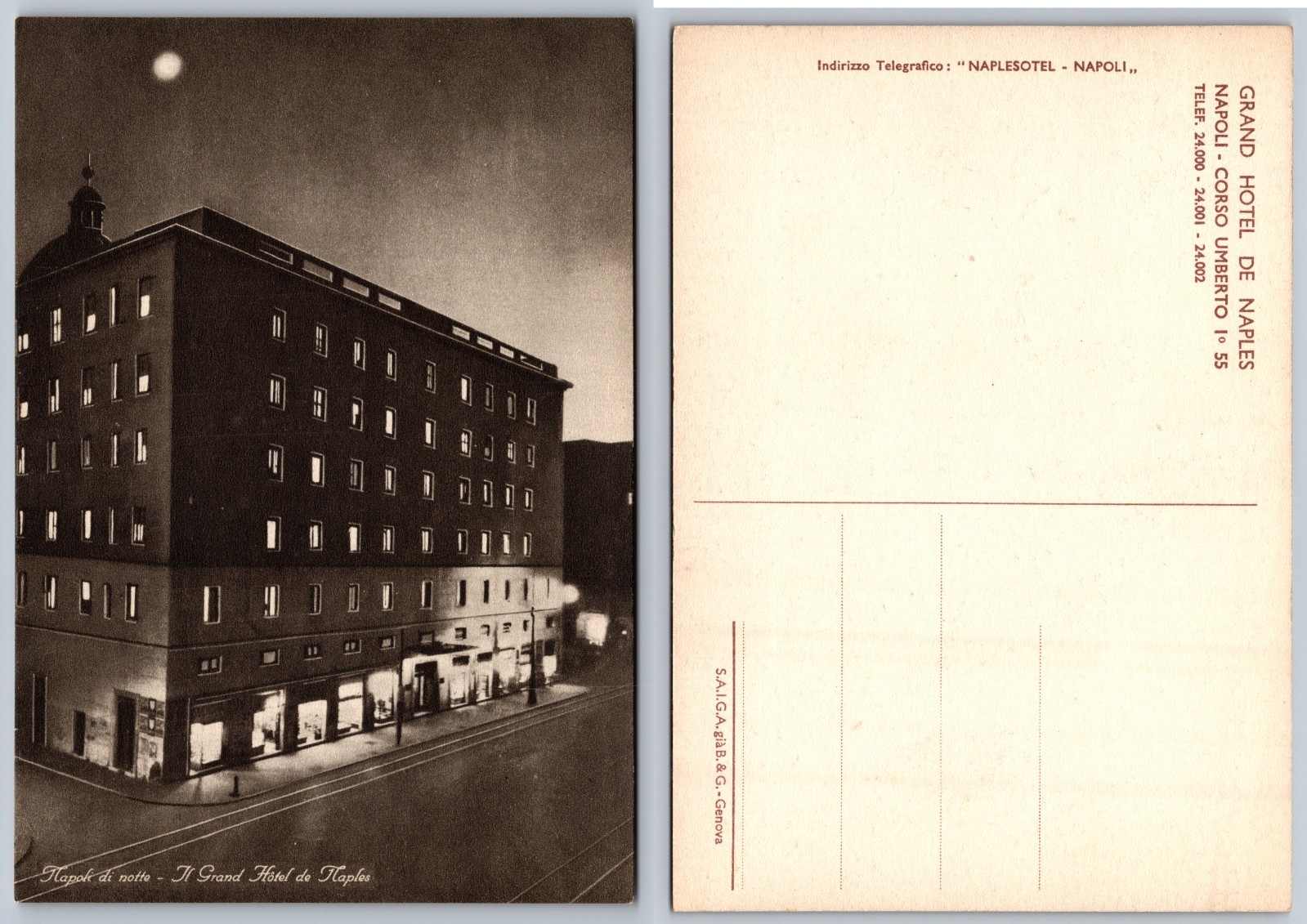 Continental Grand Hotel De Naples Naples Italy Postcard