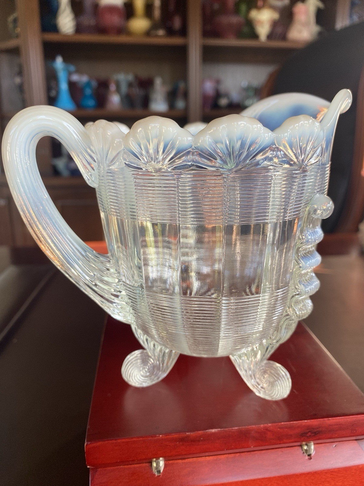 Antique Northwood Klondike Fluted Scrolls Creamer Produced From  1898 & 1903.