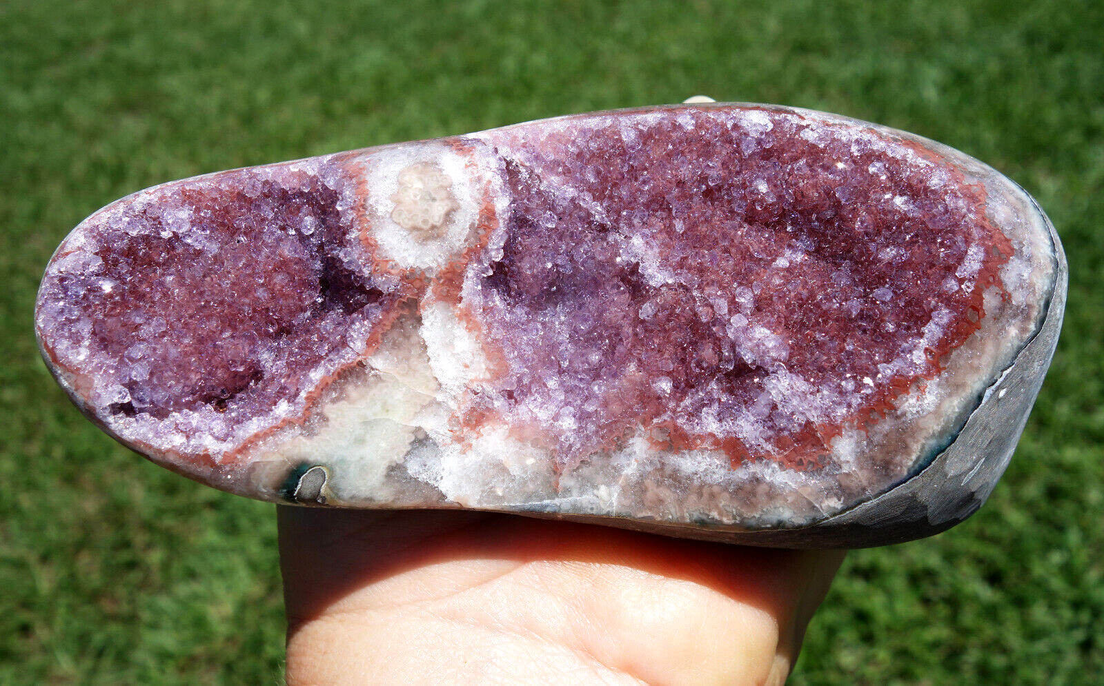 Stunning Pink AMETHYST Quartz Crystal Points in Geode Self Standing Argentina