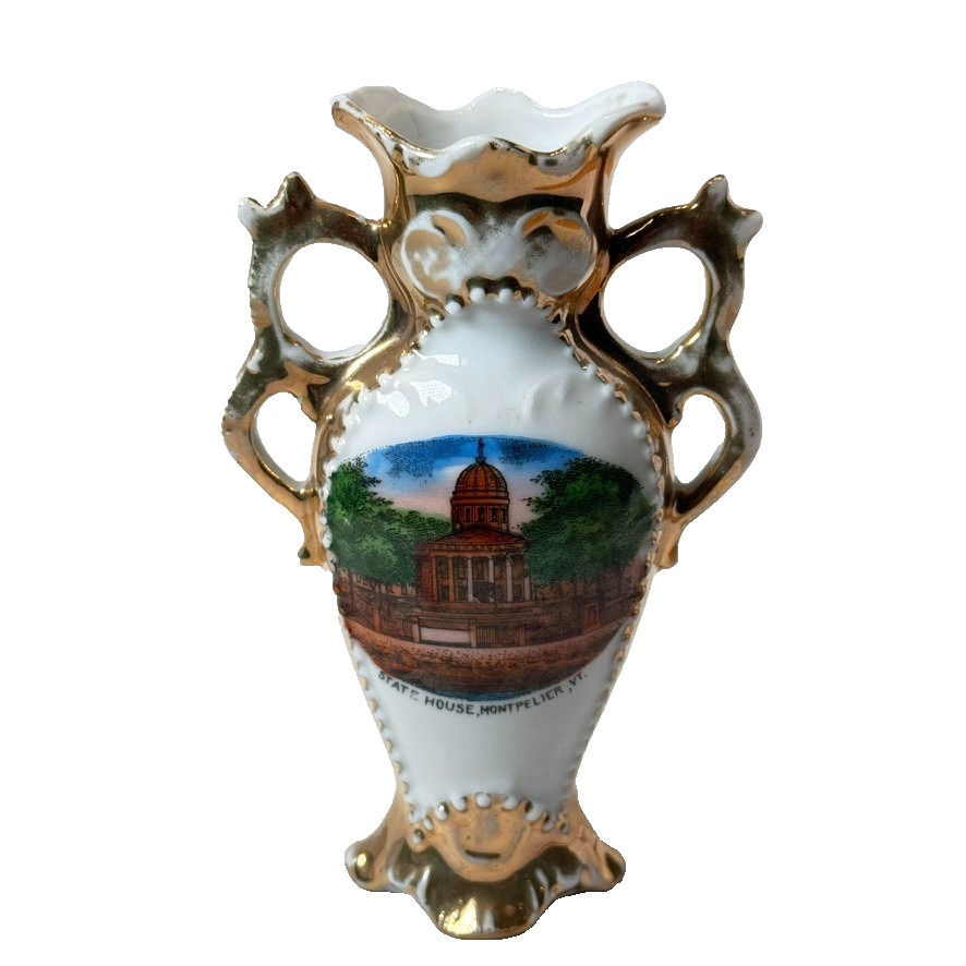 MONTPELIER VT State House VERMONT ANTIQUE Souvenir China TRINKET VASE