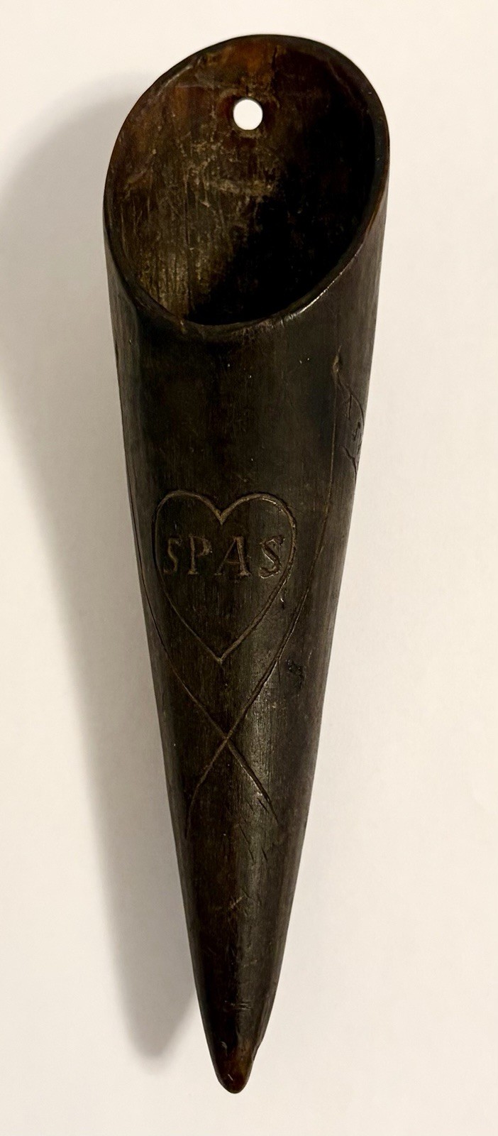 Swedish Horn Wall Pocket Cone Incised Heart Motif Sweden Flag Vintage Wall Art