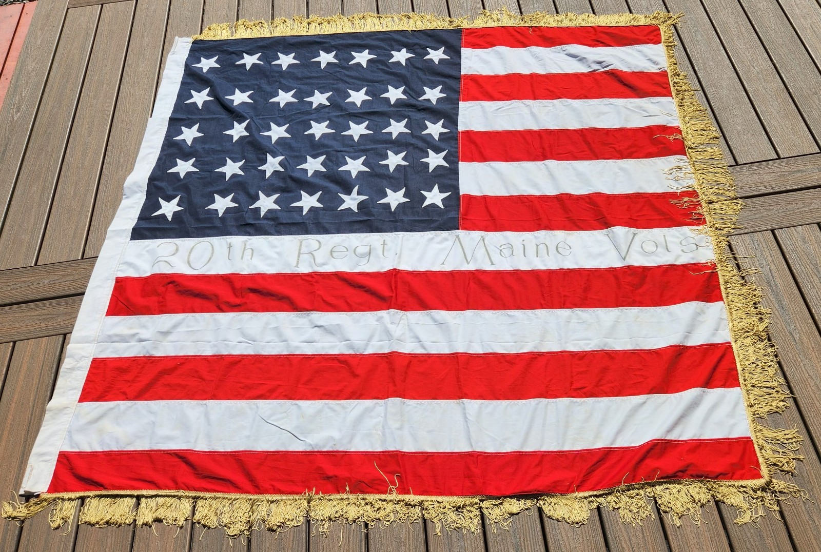 35 Star Fringed Reenactor Flag 20th Maine Volunteer Infantry Regiment 35 Star Fringed Reenactor Flag 20th Maine Volunteer Infantry Regiment