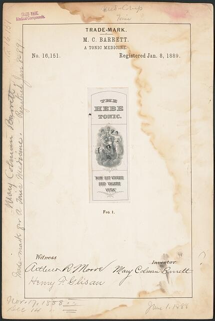 Photo:Fredonia NY 1889 M C Barrett Hebe Tonic Medicine Trademark Label