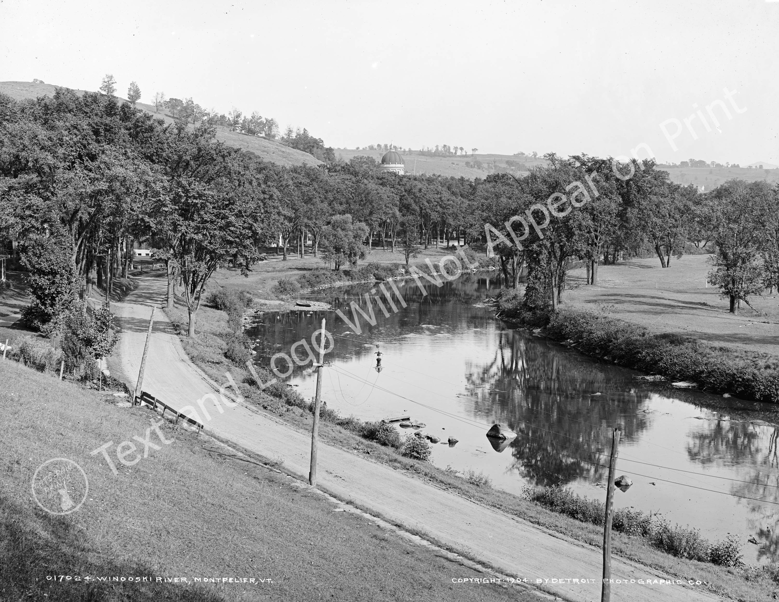 1904 Winooski River, Montpelier, Vermont Vintage Old Photo Reprint
