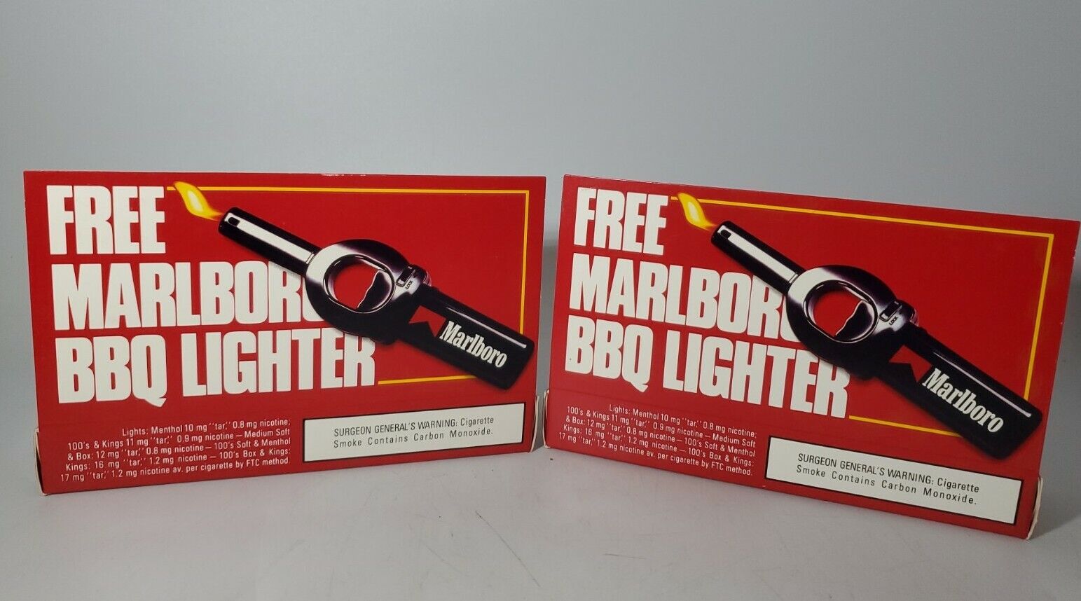 2 Marlboro Cigarettes Refillable BBQ Lighter N.I.B. Vintage