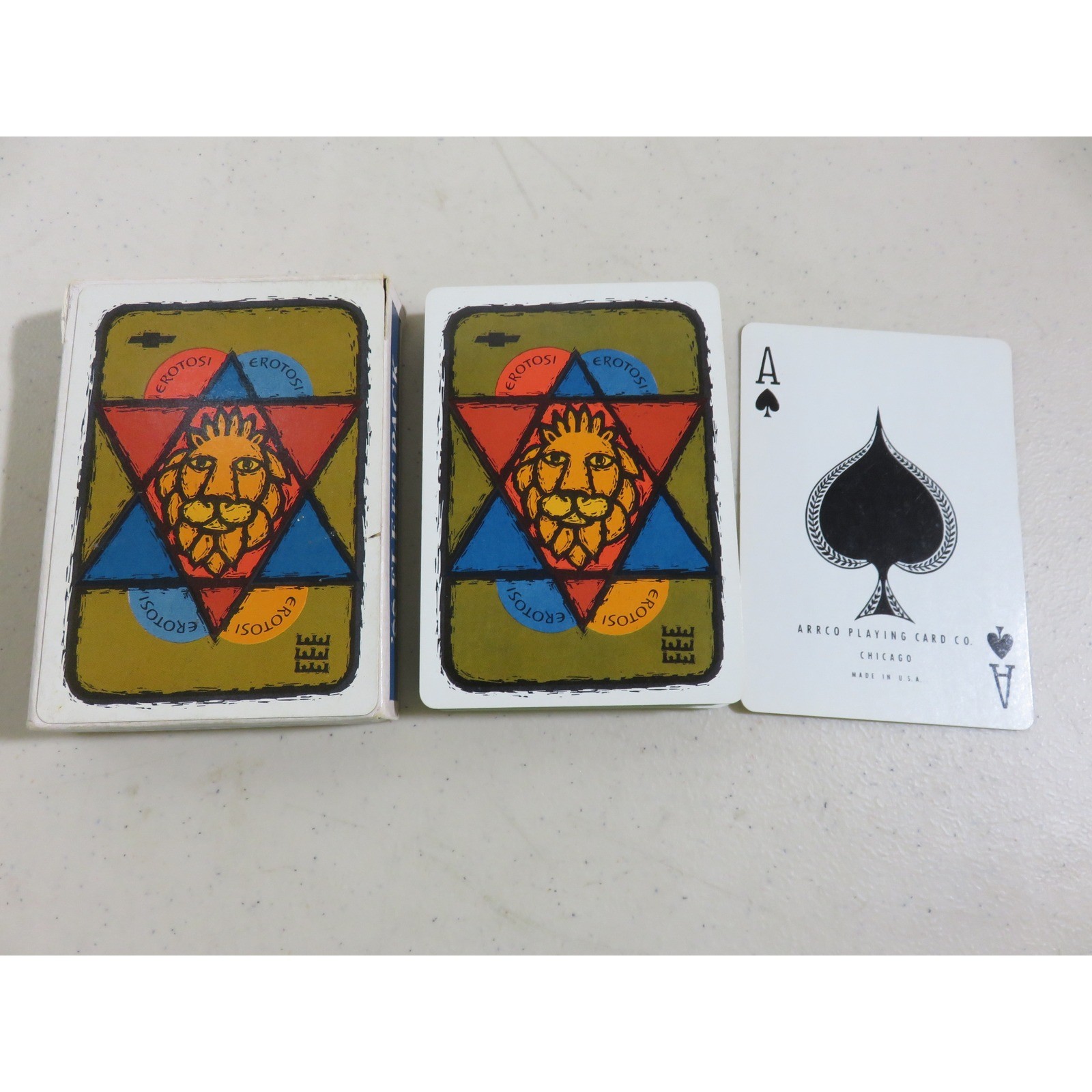 Vintage 1966 Chevrolet Fleet Pack Arrco Playing Cards Lion Graphic Psychedelic