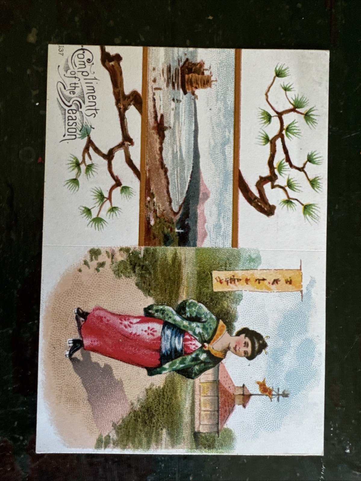 Chromolithograph Hector Store 1889 Calendar Trade Card Amazing Condition Antique