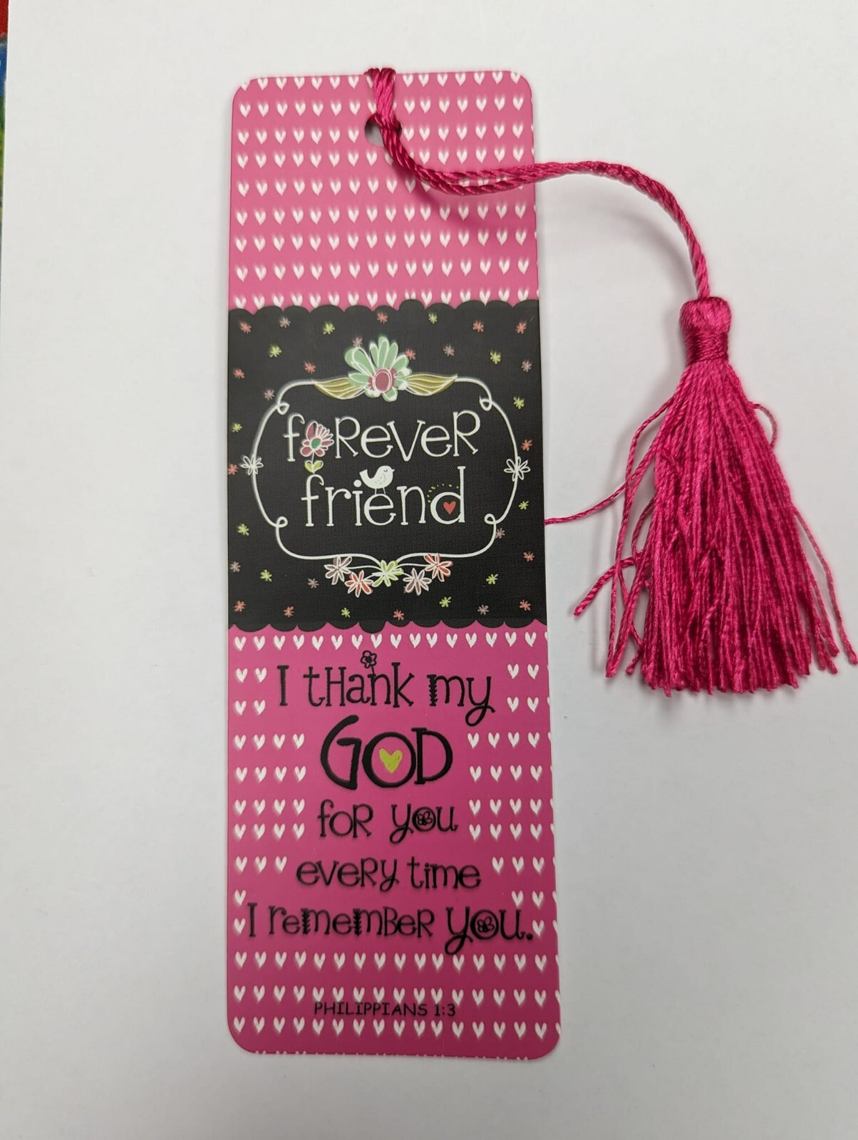 FOREVER FRIEND I thank my God - Philippians 1:3 BOOKMARK w/ coordinating tassel