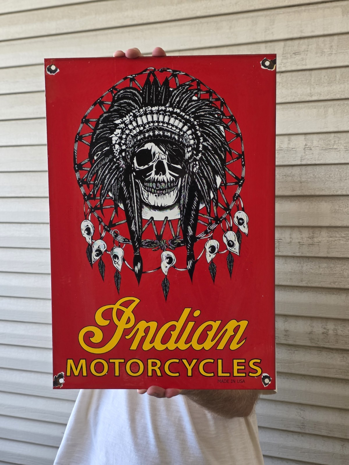 VINTAGE INDIAN MOTORCYCLES PORCELAIN SIGN BIKER CYCLE SALES PARTS DEALER 19