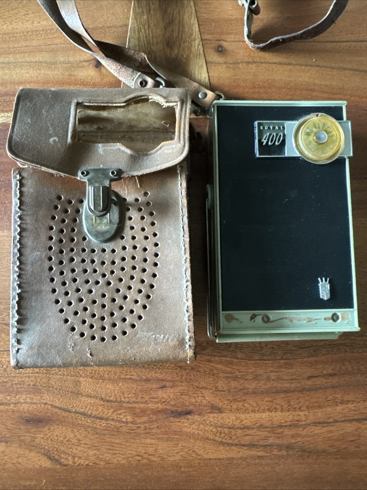 VTG Zenith Royal 400 Portable Transistor Radio Tested Working W/Leather Case