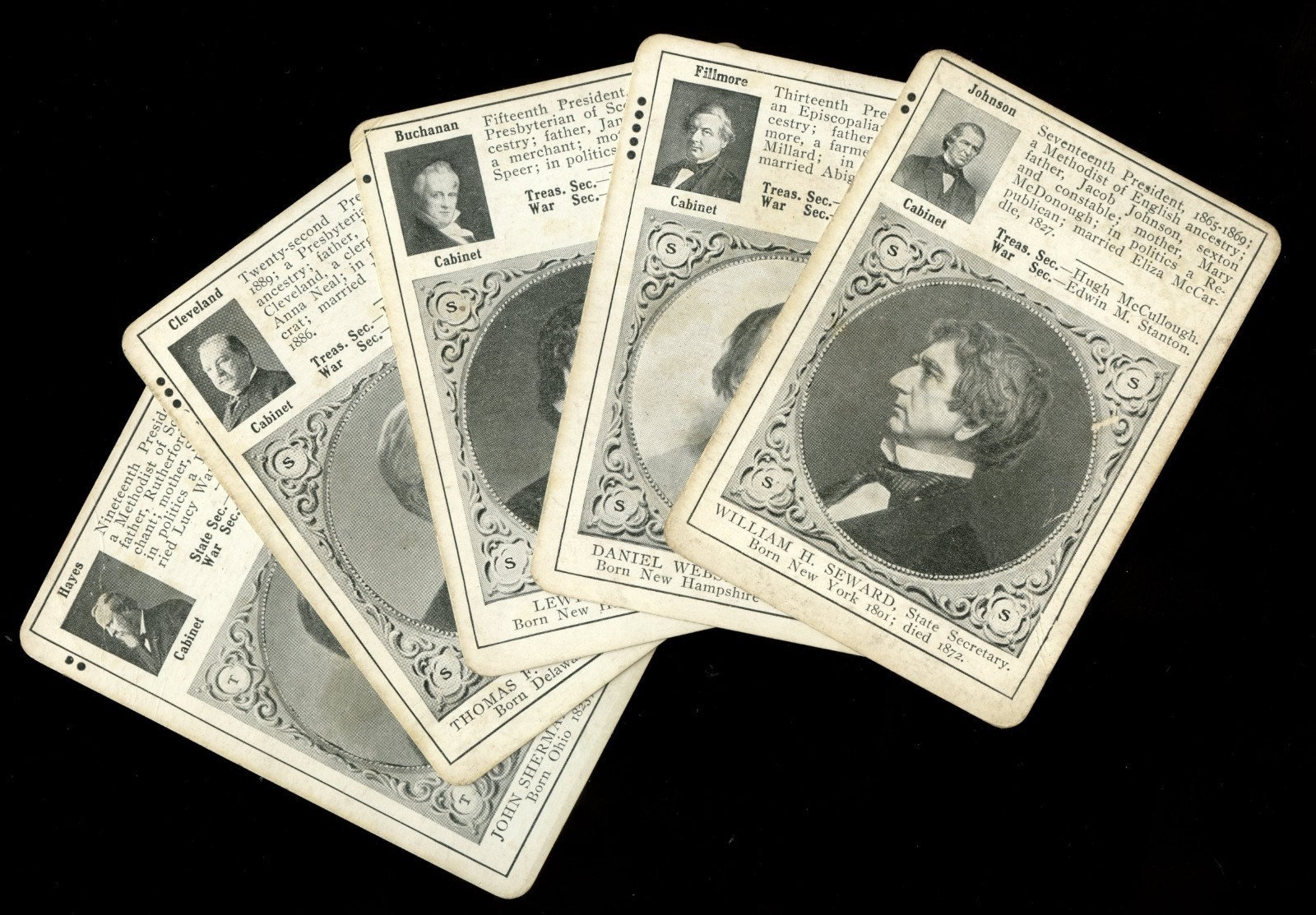 1901 Goss Brothers Uncle Sam’s Cabinets Card Game Lot (5) Presidential