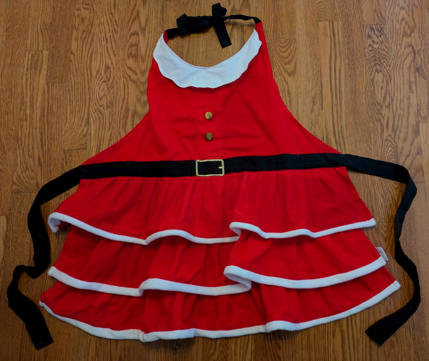Kohl’s St Nicholas Square Red Mrs. Santa Claus Ruffled Apron Cooking Baking CUTE