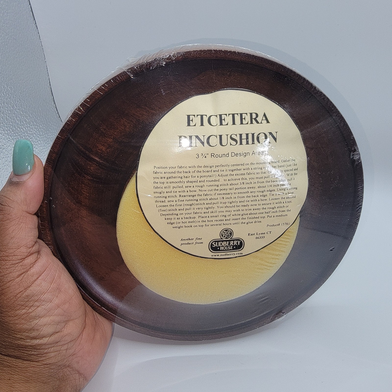 Vintage NOS Sudberry House Mahogany Etcetera Pincushion Round Design Area New