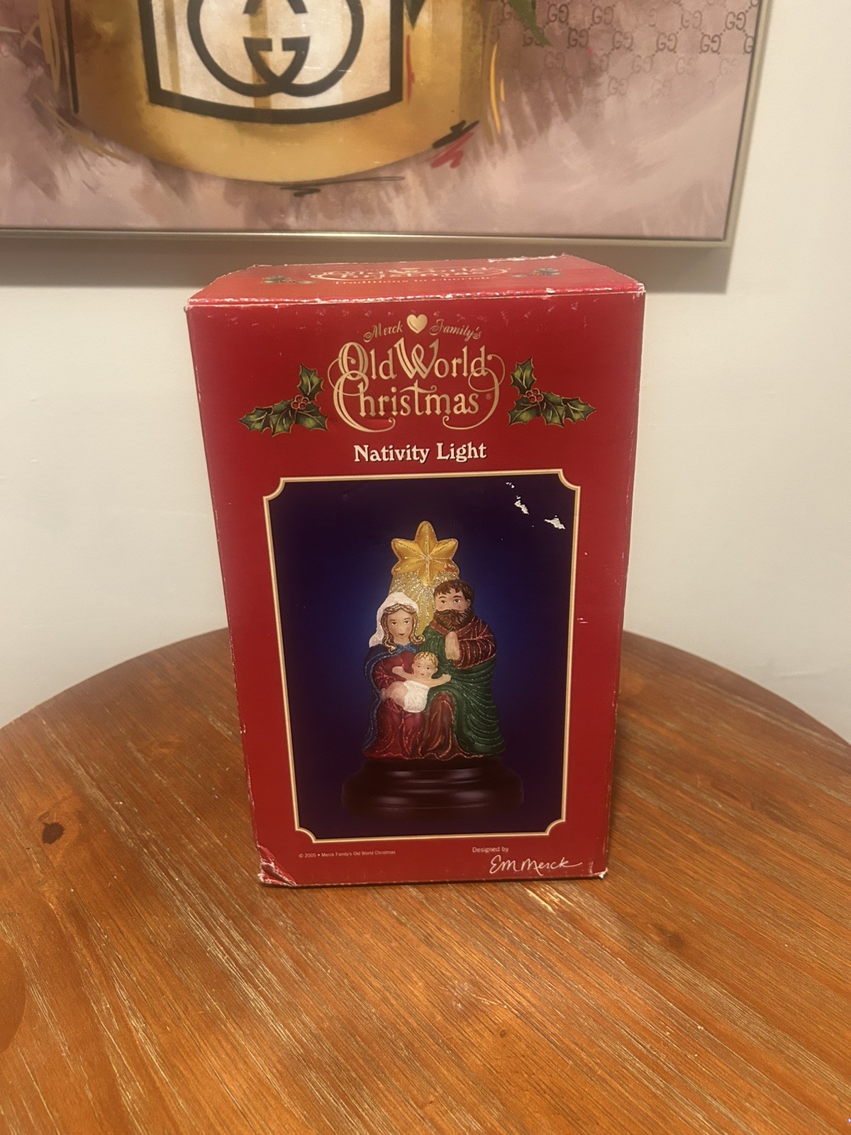 Vintage Merck Family\'s Old World Christmas Nativity Light 2005 WORKS IN BOX